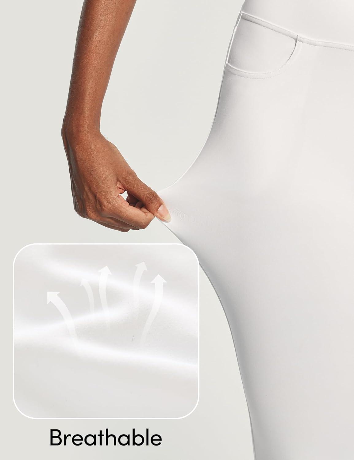 image:imageIUGA High Waist Yoga Pants with Pockets Leggings for Women Tummy Control Workout Leggings for Women 4 Way StretchWhite Jeans