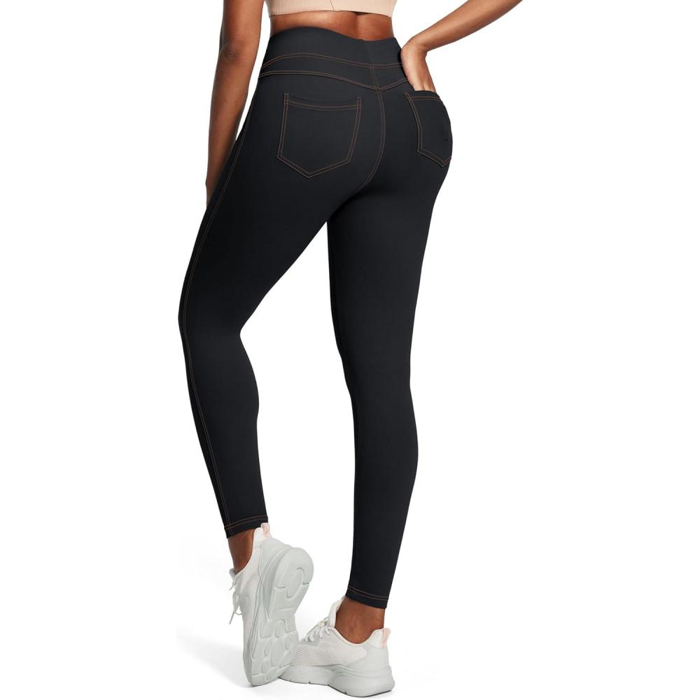 image:imageIUGA High Waist Yoga Pants with Pockets Leggings for Women Tummy Control Workout Leggings for Women 4 Way StretchBlack Jeans