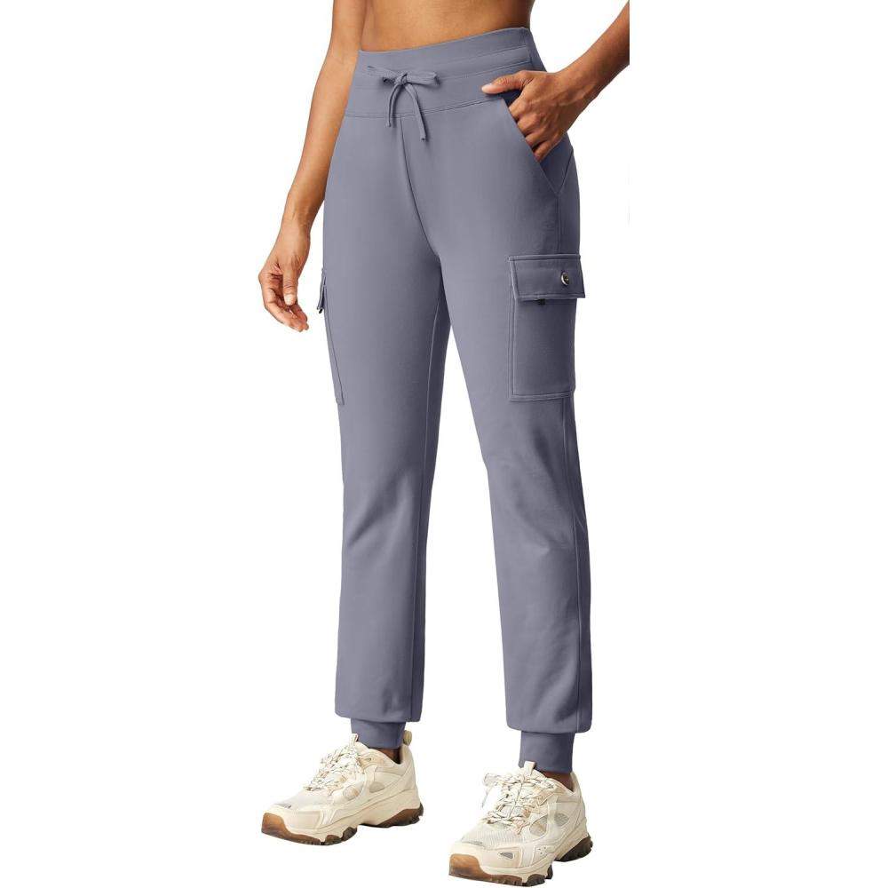image:imageIUGA Water Resistant Fleece Lined Joggers High Waist Cargo Sweatpants for Women Thermal Running Hiking Pants with PocketsGrey
