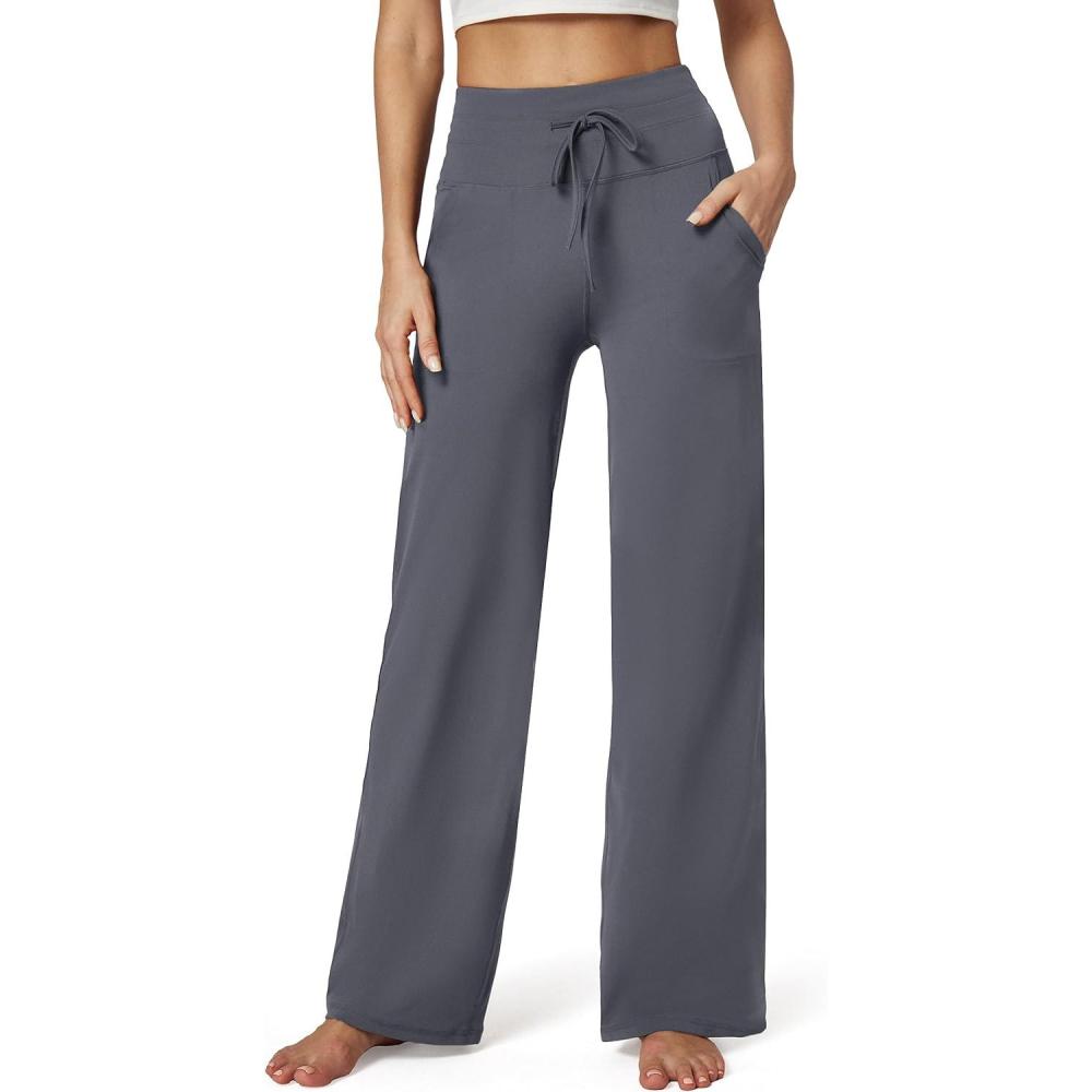image:imageIUGA Wide Leg Yoga Pants for Women Sweatpants with Pockets Yoga Pants Flare Lounge Pants Loose High Waist Comfy Workout Dance
