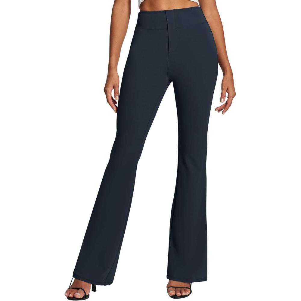 image:imageIUGA Womens Dress Pants Stretchy Work Pants Slacks Women Business Casual Bootcut High Waisted Pull On Trousers with PocketsMidnight Blue
