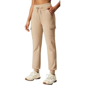 IUGA Water Resistant Fleece Lined Joggers High Waist Cargo Sweatpants for Women Thermal Running Hiking Pants with Pockets(Khaki)