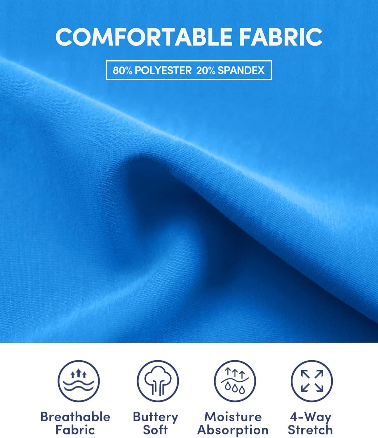image:imageIUGA Biker Shorts for Women High Waist 8 Workout Shorts with Inner Pocket Yoga Spandex Gym Running ShortsAzure