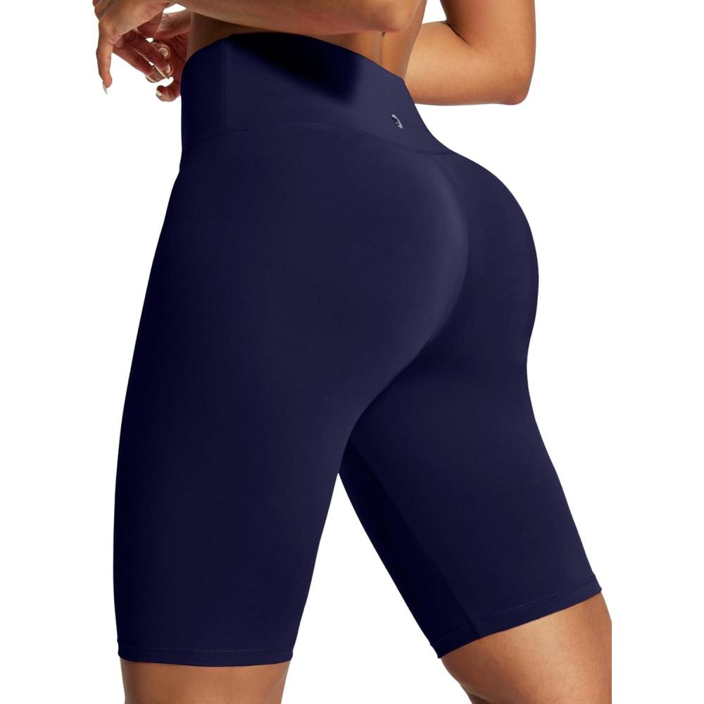 image:imageIUGA Biker Shorts for Women High Waist 8 Workout Shorts with Inner Pocket Yoga Spandex Gym Running ShortsDark Blue