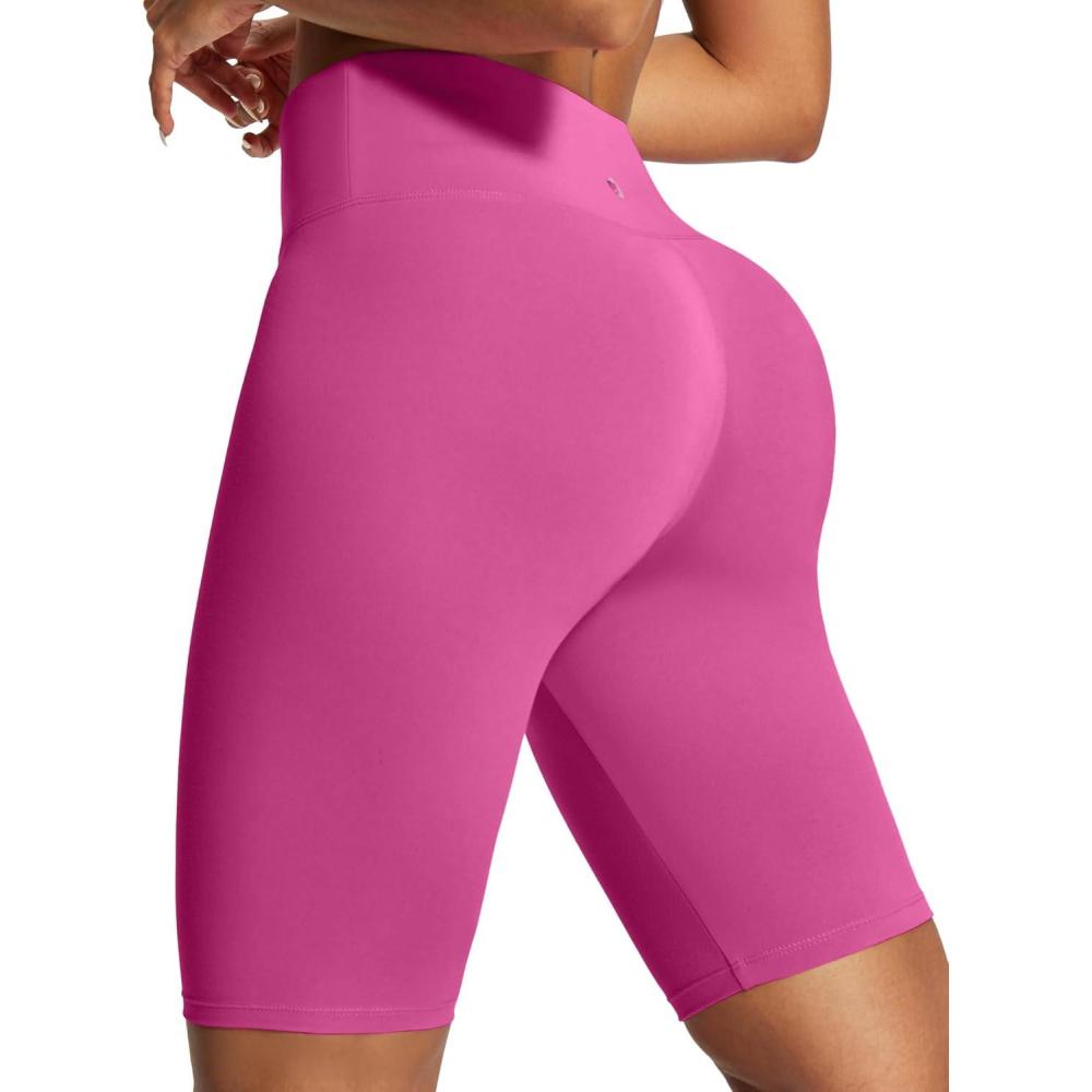 image:imageIUGA Biker Shorts for Women High Waist 8 Workout Shorts with Inner Pocket Yoga Spandex Gym Running ShortsHot Pink