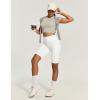 IUGA Biker Shorts for Women High Waist – 8″ Workout Shorts with Inner Pocket Yoga Spandex Gym Running Shorts(White)