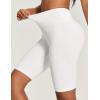 IUGA Biker Shorts for Women High Waist – 8″ Workout Shorts with Inner Pocket Yoga Spandex Gym Running Shorts(White)