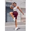 IUGA Biker Shorts for Women High Waist – 8″ Workout Shorts with Inner Pocket Yoga Spandex Gym Running Shorts(Wine Red)