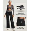 IUGA Yoga Pants Women Wide Leg Pants with Pockets High Waist Stretch Tummy Control Dress Casual Sweatpants(Black)