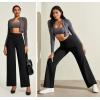 IUGA Yoga Pants Women Wide Leg Pants with Pockets High Waist Stretch Tummy Control Dress Casual Sweatpants(Black)