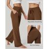 IUGA Yoga Pants Women Wide Leg Pants with Pockets High Waist Stretch Tummy Control Dress Casual Sweatpants(Brown)