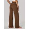 IUGA Yoga Pants Women Wide Leg Pants with Pockets High Waist Stretch Tummy Control Dress Casual Sweatpants(Brown)