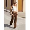 IUGA Yoga Pants Women Wide Leg Pants with Pockets High Waist Stretch Tummy Control Dress Casual Sweatpants(Brown)