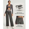 IUGA Yoga Pants Women Wide Leg Pants with Pockets High Waist Stretch Tummy Control Dress Casual Sweatpants(Deep Grey Hemp)