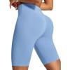 IUGA Biker Shorts for Women High Waist – 8″ Workout Shorts with Inner Pocket Yoga Spandex Gym Running Shorts(Sky)