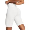 IUGA Biker Shorts for Women High Waist – 8″ Workout Shorts with Inner Pocket Yoga Spandex Gym Running Shorts(White)