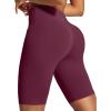 IUGA Biker Shorts for Women High Waist – 8″ Workout Shorts with Inner Pocket Yoga Spandex Gym Running Shorts(Wine Red)