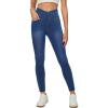 IUGA Stretchy Skinny Jeans for Women High Waist Pull on Jeggings Sweatpant Jeans Tummy Control Jean Leggings with Pockets(Light Blue)