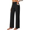 IUGA Yoga Pants Women Wide Leg Pants with Pockets High Waist Stretch Tummy Control Dress Casual Sweatpants(Black)