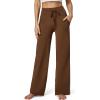 IUGA Yoga Pants Women Wide Leg Pants with Pockets High Waist Stretch Tummy Control Dress Casual Sweatpants(Brown)