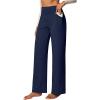 IUGA Yoga Pants Women Wide Leg Pants with Pockets High Waist Stretch Tummy Control Dress Casual Sweatpants(Dark Blue)