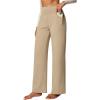 IUGA Yoga Pants Women Wide Leg Pants with Pockets High Waist Stretch Tummy Control Dress Casual Sweatpants(Khaki)