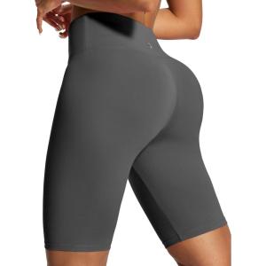 IUGA Biker Shorts for Women High Waist – 8″ Workout Shorts with Inner Pocket Yoga Spandex Gym Running Shorts(Gray)