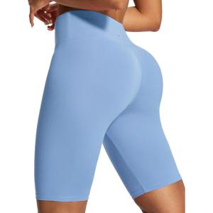 IUGA Biker Shorts for Women High Waist – 8″ Workout Shorts with Inner Pocket Yoga Spandex Gym Running Shorts(Sky)