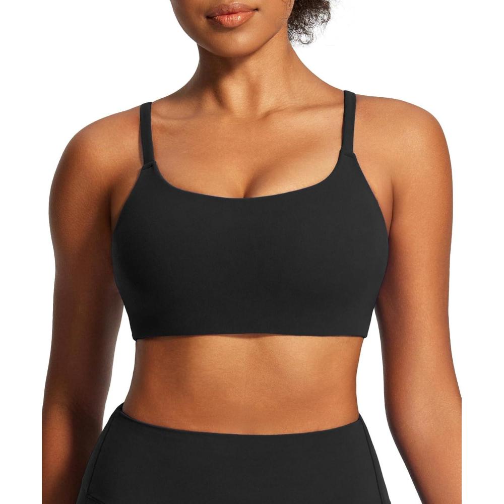 image:imageIUGA Sports Bras for Women Large Bust Sports Bras with Molded Cups Wireless Push Up High Impact Workout Yoga Gym TopBlack
