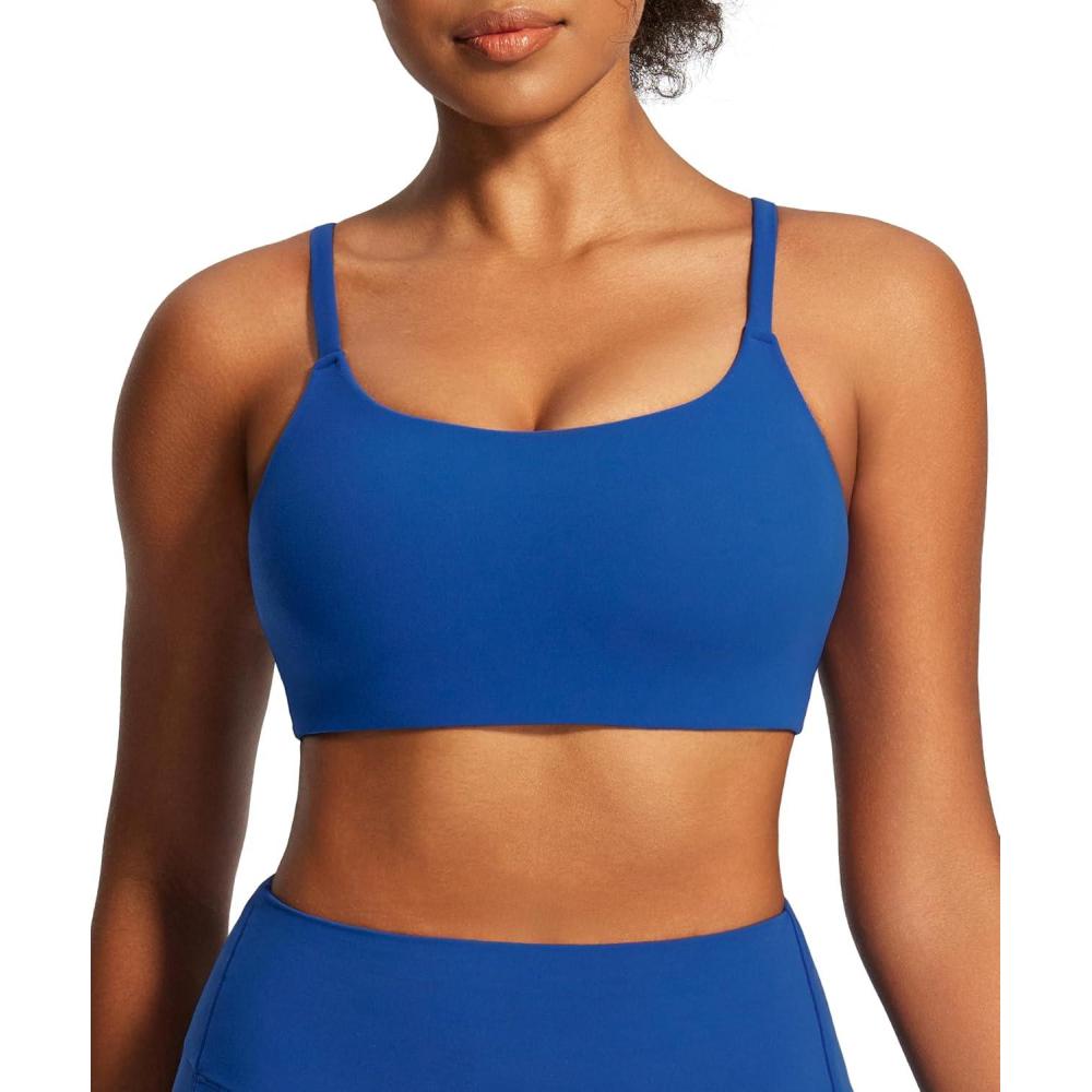 image:imageIUGA Sports Bras for Women Large Bust Sports Bras with Molded Cups Wireless Push Up High Impact Workout Yoga Gym TopDynamic Blue