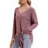 IUGA Long Sleeve Tee Shirts for Women V Neck Fall Tops Tie Knot Off The Shoulder Tops Work Casual Womens Blouse Sweatshirt
