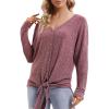 IUGA Long Sleeve Tee Shirts for Women V Neck Fall Tops Tie Knot Off The Shoulder Tops Work Casual Womens Blouse Sweatshirt