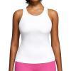 IUGA Workout Tops for Women with Built-in Bra Racerback Tank Tops Yoga Pilates Tennis Running Gym Athletic Tank(White)