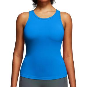 IUGA Workout Tops for Women with Built-in Bra Racerback Tank Tops Yoga Pilates Tennis Running Gym Athletic Tank(Klein Blue)
