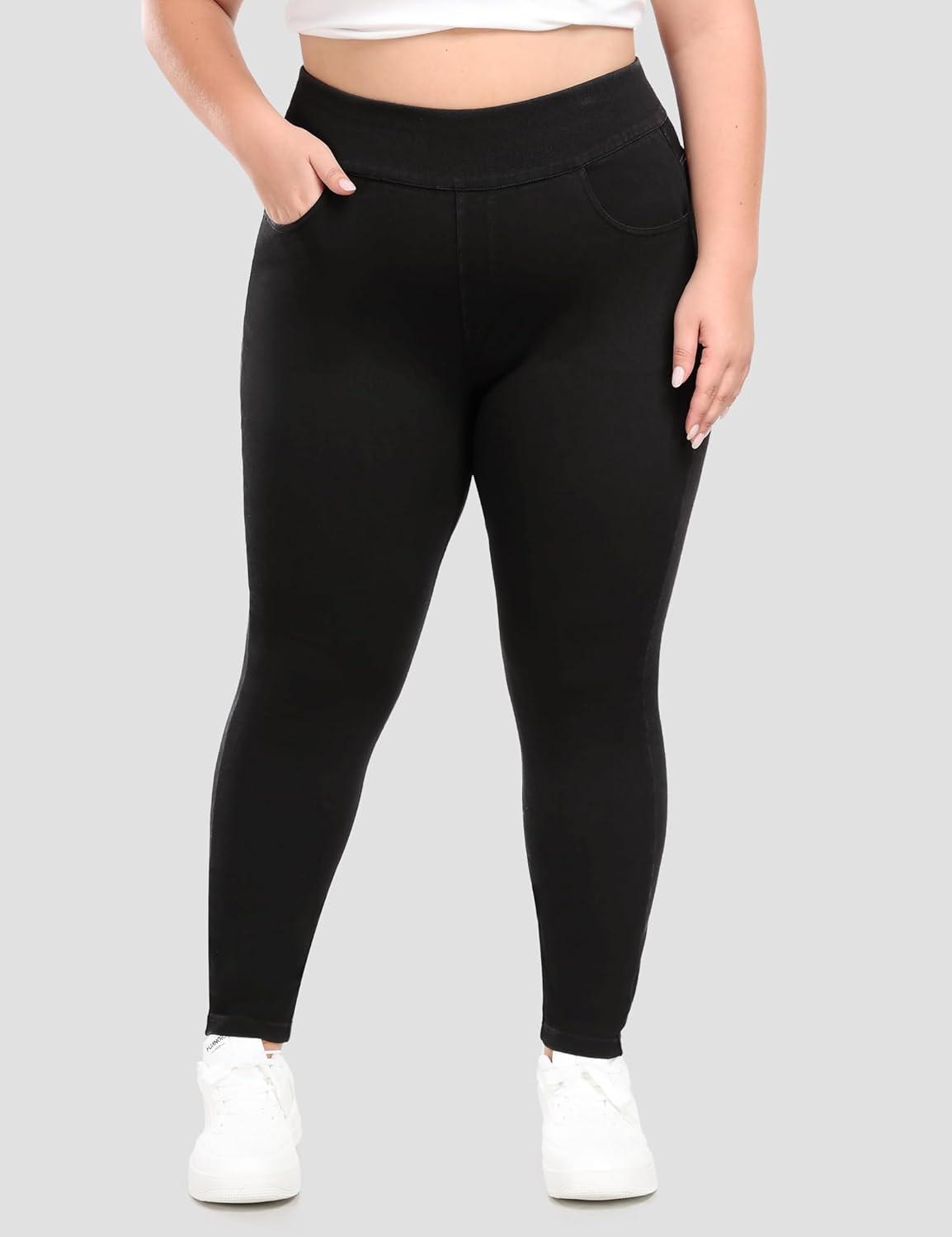 image:imageIUGA Stretchy Jeans for Women High Waist Jeggings Tummy Control Skinny Jeans Pull on Leggings with Pockets Trendy CasualClassic Black