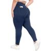 IUGA Stretchy Jeans for Women High Waist Jeggings Tummy Control Skinny Jeans Pull on Leggings with Pockets Trendy Casual(Dark Indigo Blue)