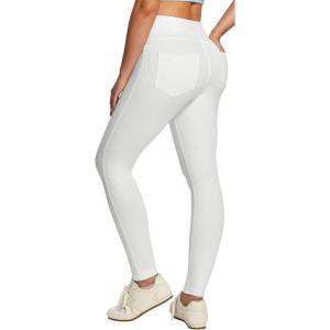 IUGA Stretchy Jeans for Women High Waist Jeggings Tummy Control Skinny Jeans Pull on Leggings with Pockets Trendy Casual(White)