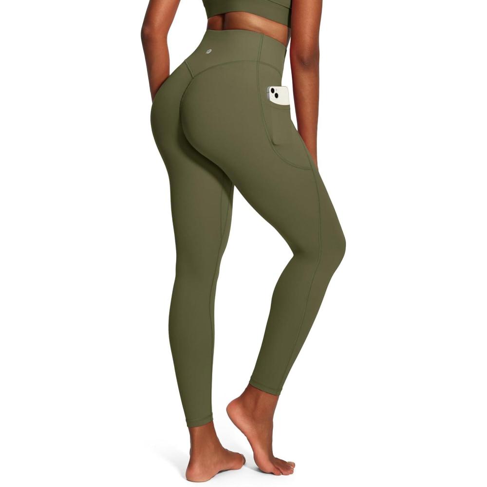 image:imageIUGA Scrunch Butt Lifting Leggings for Women Workout Tummy Control No Front Seam Compression Leggings with Pockets Yoga PantsGrass Grey Green