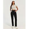 IUGA Straight Leg Jeans for Women Stretchy Pull On Sweatpant Jeans Women High Waisted Bootcut Jean Trendy Denim Pants(Black)