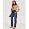 IUGA Straight Leg Jeans for Women Stretchy Pull On Sweatpant Jeans Women High Waisted Bootcut Jean Trendy Denim Pants(Whiskers Dark Wash)