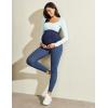 IUGA Stretchy Maternity Jeans Over Belly Skinny High Waisted Maternity Pants for Work with Pockets Comfy Maternity Clothes(Light Blue)