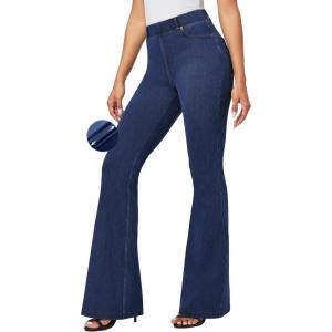 IUGA Bell Bottom Jeans for Women High Waist Stretchy Pull On Bootcut Sweatpant Jeans Flare Leggings Tummy Control Flare Pants(Dark Blue)