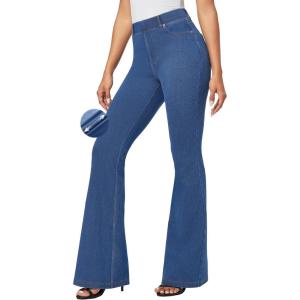IUGA Bell Bottom Jeans for Women High Waist Stretchy Pull On Bootcut Sweatpant Jeans Flare Leggings Tummy Control Flare Pants(Light Blue)