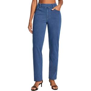 IUGA Straight Leg Jeans for Women Stretchy Pull On Sweatpant Jeans Women High Waisted Bootcut Jean Trendy Denim Pants(Light Blue)