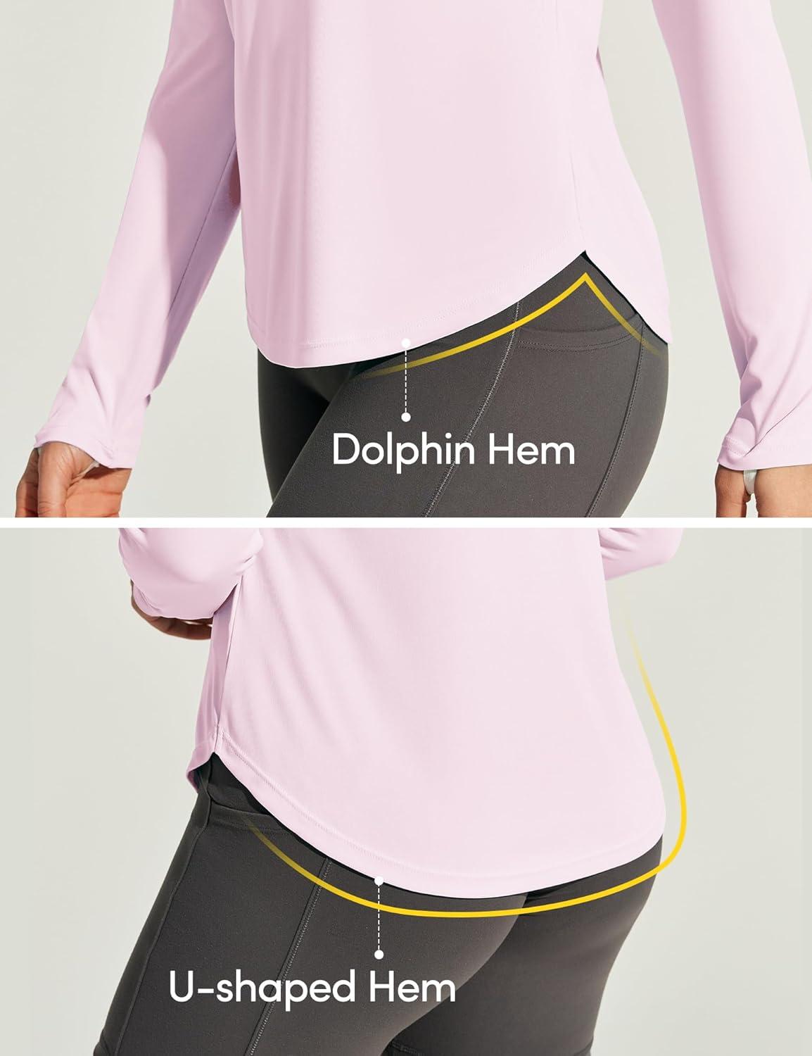image:imageIUGA 14 Zip Womens Golf Shirt Long Sleeve Rash Guard UPF 50 Workout Tops Quick Dry Athletic Running Hiking Sun ShirtsPink