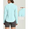 IUGA 1/4 Zip Womens Golf Shirt Long Sleeve Rash Guard UPF 50+ Workout Tops Quick Dry Athletic Running Hiking Sun Shirts(Pale Turquoise)