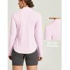 IUGA 1/4 Zip Womens Golf Shirt Long Sleeve Rash Guard UPF 50+ Workout Tops Quick Dry Athletic Running Hiking Sun Shirts(Pink)