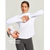 IUGA 1/4 Zip Womens Golf Shirt Long Sleeve Rash Guard UPF 50+ Workout Tops Quick Dry Athletic Running Hiking Sun Shirts(White)