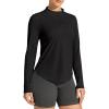 IUGA 1/4 Zip Womens Golf Shirt Long Sleeve Rash Guard UPF 50+ Workout Tops Quick Dry Athletic Running Hiking Sun Shirts(Black)