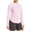 IUGA 1/4 Zip Womens Golf Shirt Long Sleeve Rash Guard UPF 50+ Workout Tops Quick Dry Athletic Running Hiking Sun Shirts(Pink)